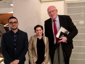 Thibault Msika and Flavia Curatolo, the interviewers, with Thomas Kleine-Brockhoff